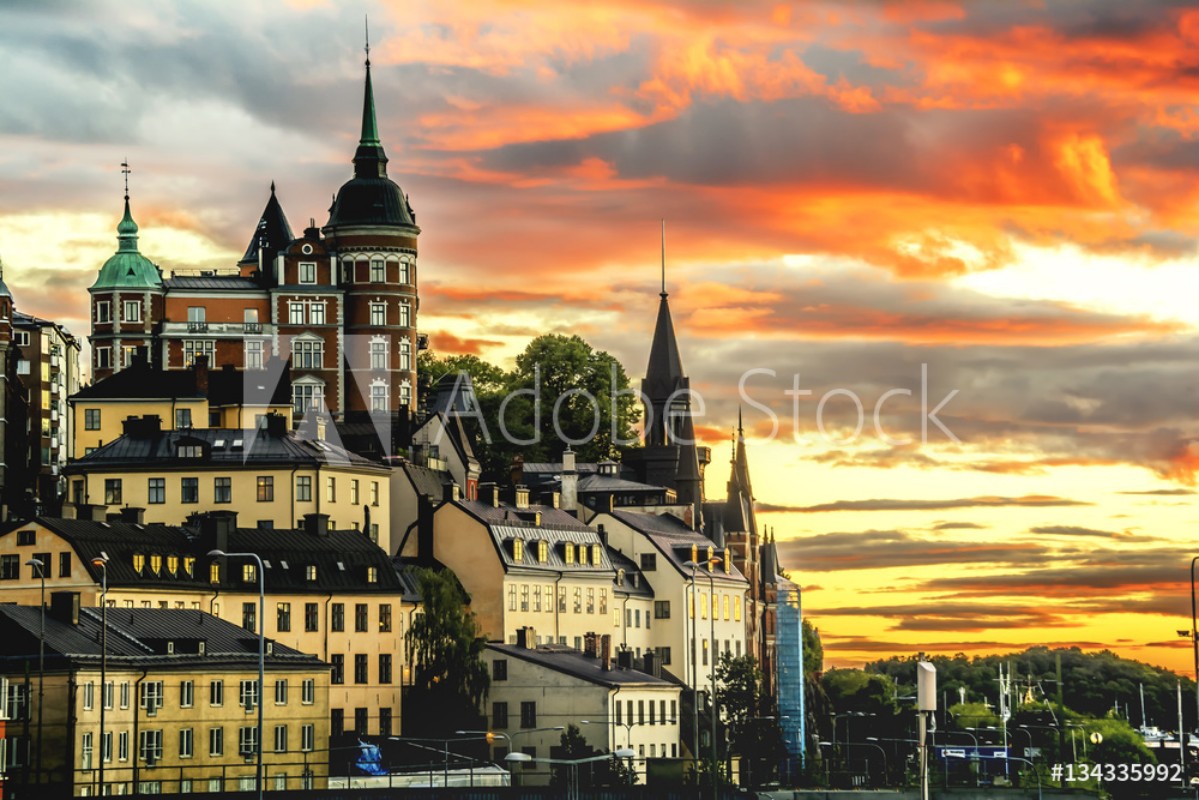 Afbeeldingen van Stockholm cityscape during sunset time Stockholm Sweden  